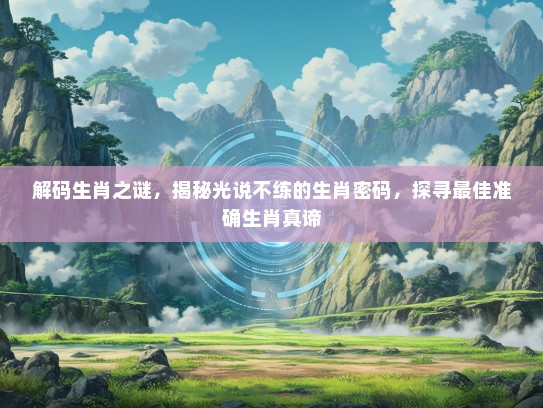解码生肖之谜，揭秘光说不练的生肖密码，探寻最佳准确生肖真谛